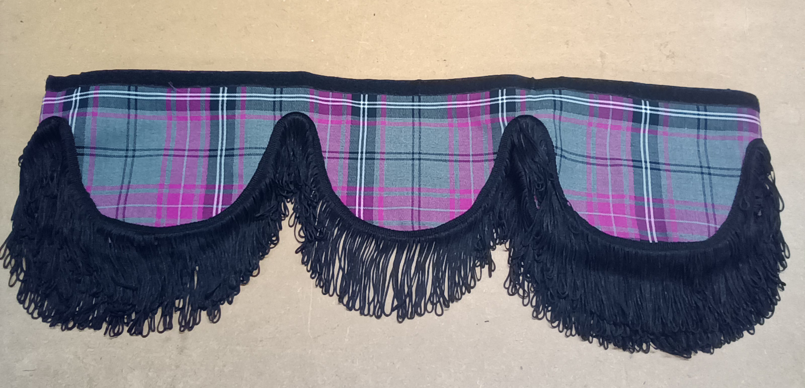 Short Description for Pink Tartan With Black Whiterig Truck Curtains