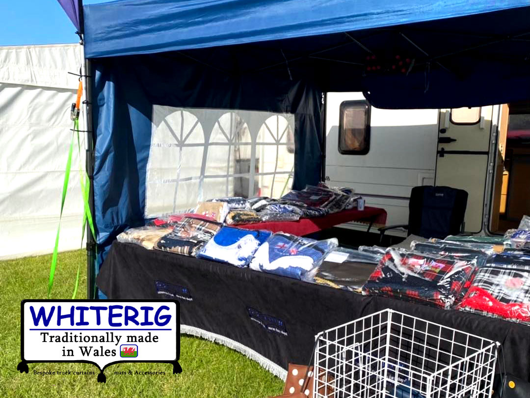 Whiterig Display at Truck Shows selling Truck Curtains and Mats